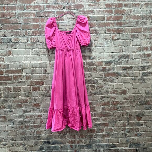 Zara Pink Puff Sleeve Midi Maxi Dress in Fuschia Pink Size XS - Picture 8 of 13